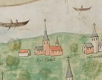 Het dorp Kreke op de Scheldekaart (circa 1500)