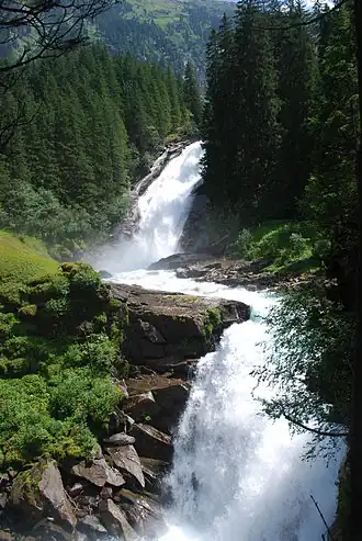 Middelste gedeelte van de Krimmler Wasserfälle in 2013