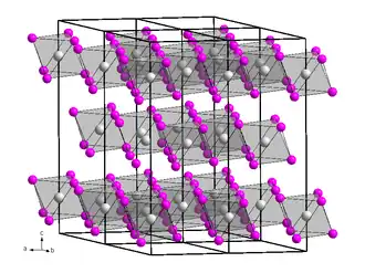 Kristalstructuur van ijzer(III)chloride ■&nbsp;Fe3+ ■&nbsp;Cl−