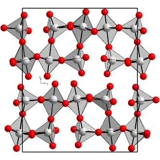 Kristalstructuur van renium(VII)oxide ■&nbsp;Re7+ ■&nbsp;O2−