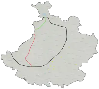 Gebied in Nederland waar kruudmoes gegeten wordt of bekend is. Groene gebied: groenmoes; rode gebied: melkmoes.