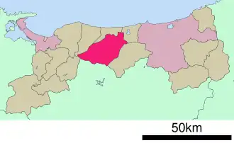 Situering van Kurayoshi in de prefectuur Tottori