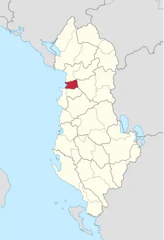 Ligging van Kurbin binnen Albanië
