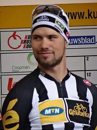 Janse van Rensburg bij Kuurne-Brussel-Kuurne 2015.