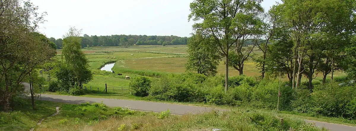 Uitzicht op het stroomdal van de Drentsche Aa (Schipborgsche Diep) vanaf de Kymmelsberg