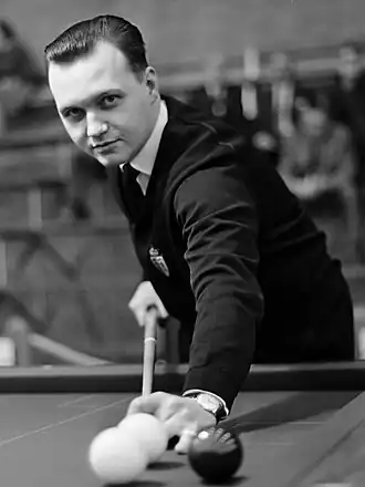 Léo Corin op het Europese Kampioenschap biljarten te Amersfoort (8 december 1966)