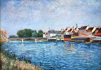 Marne en de 'bateaux lavoirs' in Lagny, 1885