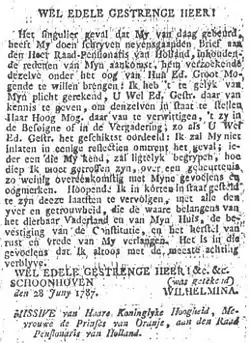 Persbericht in de Leeuwarder Courant van 7 juli 1787