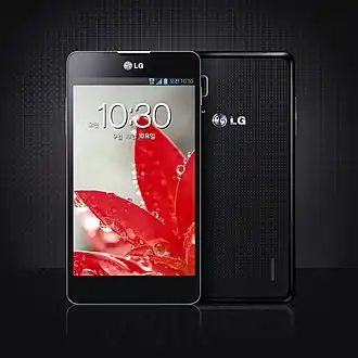 Zwarte LG Optimus G voor- en achterkant