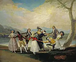 Blindemannetje op het schilderij La gallina ciega van Francisco Goya uit 1788-89