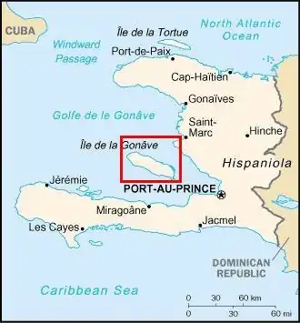 Kaart van Haïti met Île de la Gonâve
