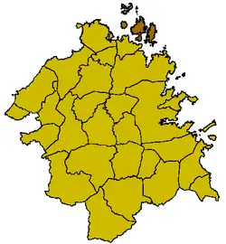 Locatie van La Maddalena in Olbia-Tempio (OT)