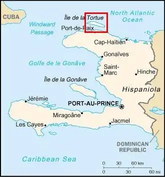 Kaart van Haïti met Île de la Tortue