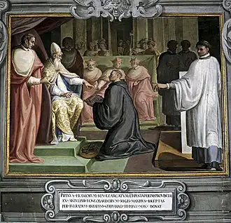 Het geschenk van Pepijn of Pippijn (de Korte) aan paus Stefanus II (III) in 754, waarmee de Kerkelijke Staat ontstond