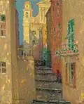 La rue de l'Eglise, Villefranche-sur-Mer door Henri Le Sidaner, 1928