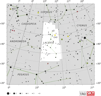 Alpha Lacertae is de ster alpha van het sterrenbeeld Hagedis (Lacerta)