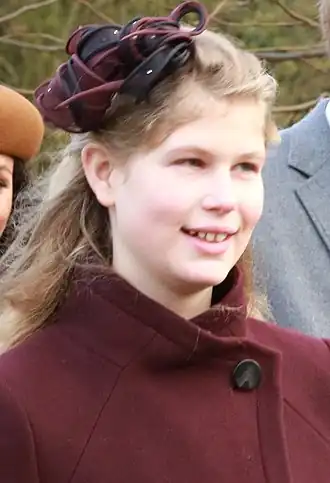 Lady Louise Windsor op eerste kerstdag 2017