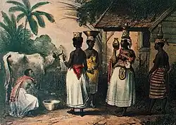 Laitière et négresses portant du lait