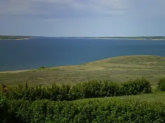Zicht op Lake Diefenbaker