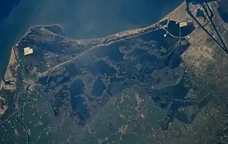 Het Manzala-meer vanuit de ruimte