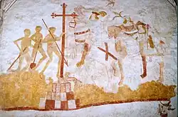 Einde 15e - begin 16e eeuw, muurschilderingen in de kerk van Lancôme Loir-et-Cher, Frankrijk