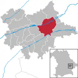 Kaart van Landau an der Isar