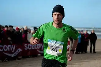 Tijdens de halve marathon van Egmond 2012