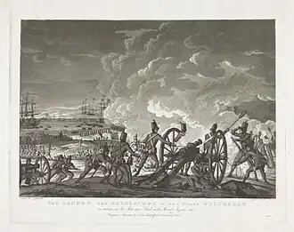 Britse aanval op het fort Den Haak tijdens de landing op Walcheren in augustus 1809