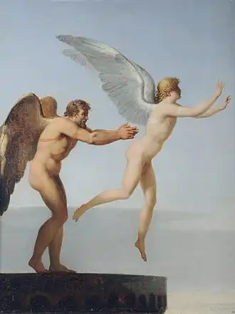 Daedalus en zijn zoon Icarus (1799), schilderij van Charles-Paul Landon, Musée Dentelle in Alençon
