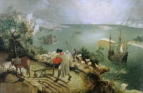 De val van Icarus door Pieter Bruegel de Oude, KMSKB