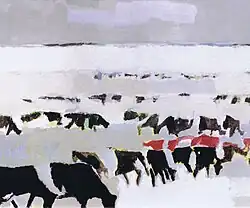 Landschap met koeien acryl op karton (2004)