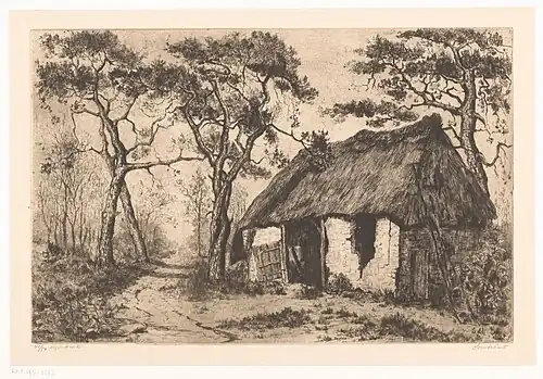 Landweg met vervallen schuur