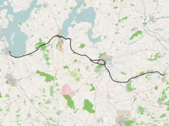 Spoorlijn Langå - Struer op de kaart