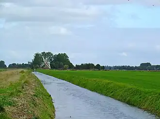 Zicht op de Langelandstermolen vanaf de Lageweg