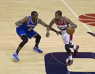 Galloway (links) met de Knicks in 2015