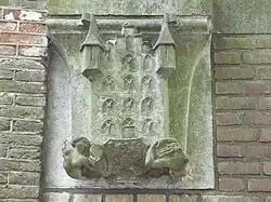 Fresenburch in gereconstrueerde oudere vorm uitgebeeld in een lantaarnconsole