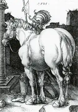 Het grote paard[43] 1505 Kopergravure 167 x 119 mm Bartsch 97