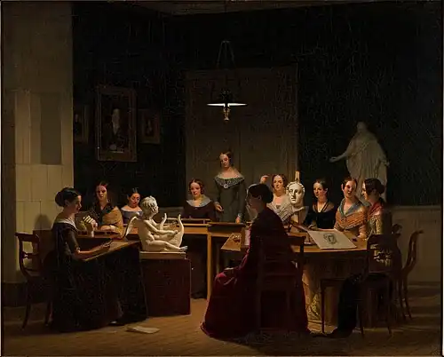 Malerskolen i Göteborg - 1843 Kunstacademie in Göteborg Olieverf op doek. 45 × 34,5&nbsp;cm Bornholms Kunstmuseum