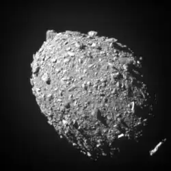 De maan Dimorphos van planetoïde 65803 Didymos opgenomen door DART op 26 september 2022