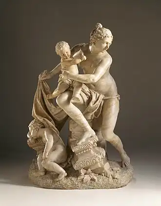 Sculptuur Latona met haar kinderen Apollo en Diana door Lazar Widmann, rond 1742.