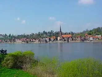 Gezicht op Lauenburg/Elbe