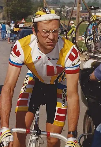 Laurent Fignon, rijdend voor Super U-Raleigh-Fiat in 1989