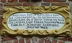 Opschrift over de verbouwing van 1656 boven de westvleugel