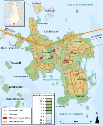 Kaart van Lauttasaari
