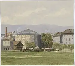 Het panoramagebouw in Genève in 1882