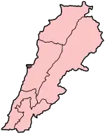 De ligging van Beiroet aan de kust in het westen van Libanon.