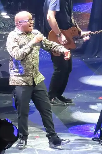 Lebo M tijdens het concert Hans Zimmer Live in de Manchester Arena op 16 juni 2023.