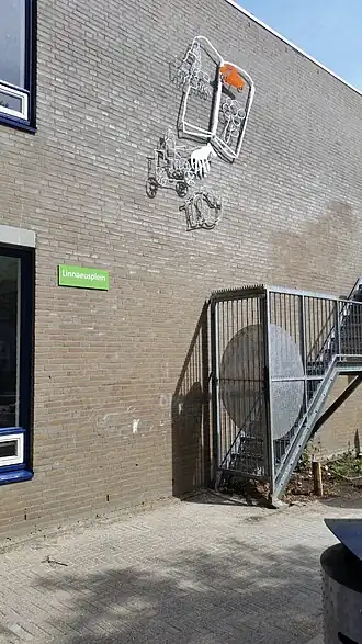 Zijgevel Linnaeusschool (augustus 2018)