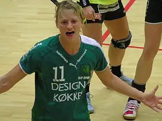 Lene Lund Nielsen in de wedstrijd tegen SK Aarhus op 21 maart 2007.