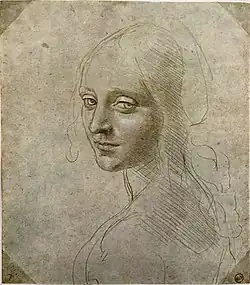 Leonardo da Vinci, Studie voor de engel, Koninklijke Bibliotheek, Turijn